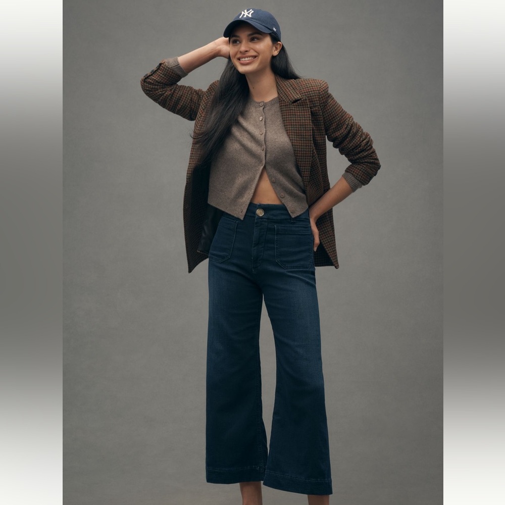 Anthropologie Dark Blue Wide Leg Jeans